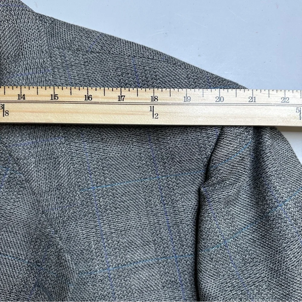 Vtg TALLIA Blazer Sport Coat 46R? Casual Jacket 100% Wool‎ Two Button Grey *READ